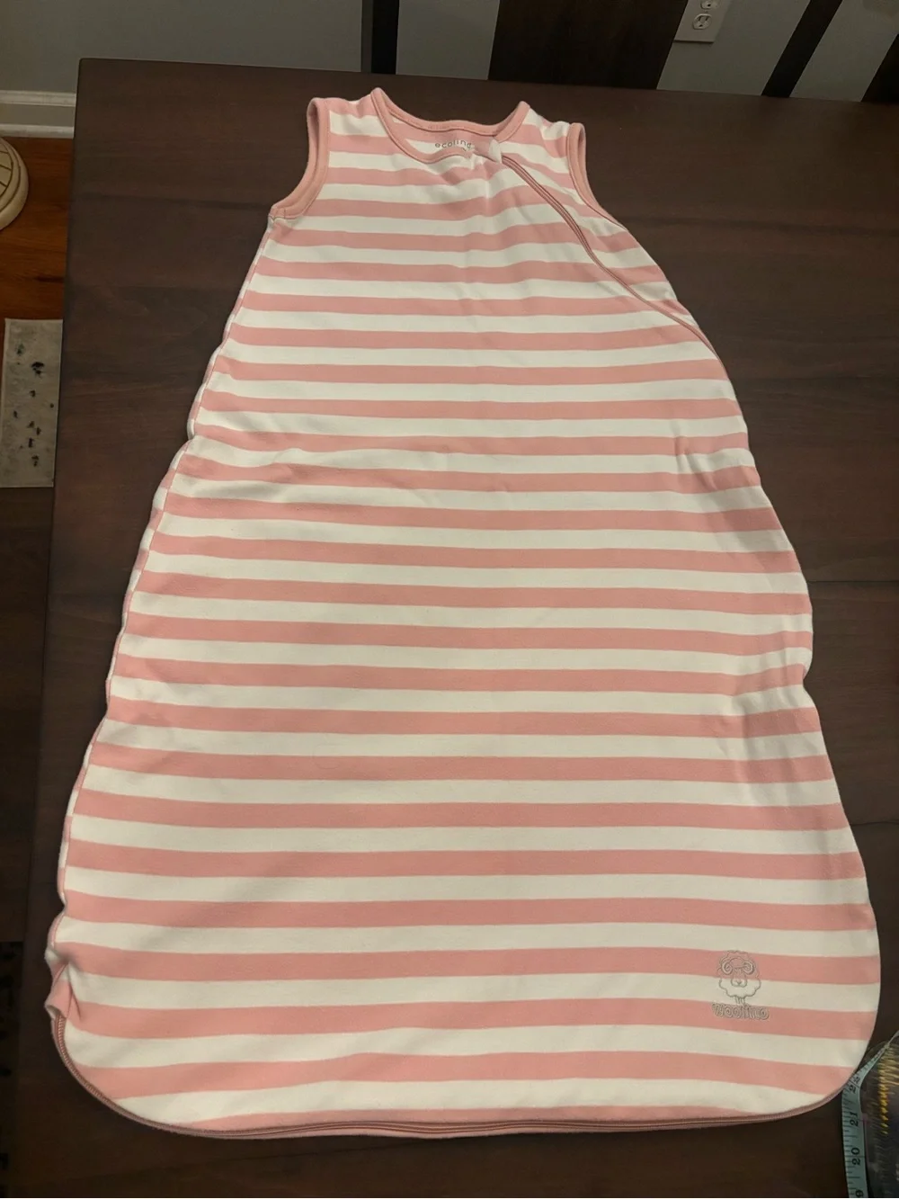 Woolino Ecolino Pink & White Striped Sleeveless Baby Sleep Sack 100% cotton